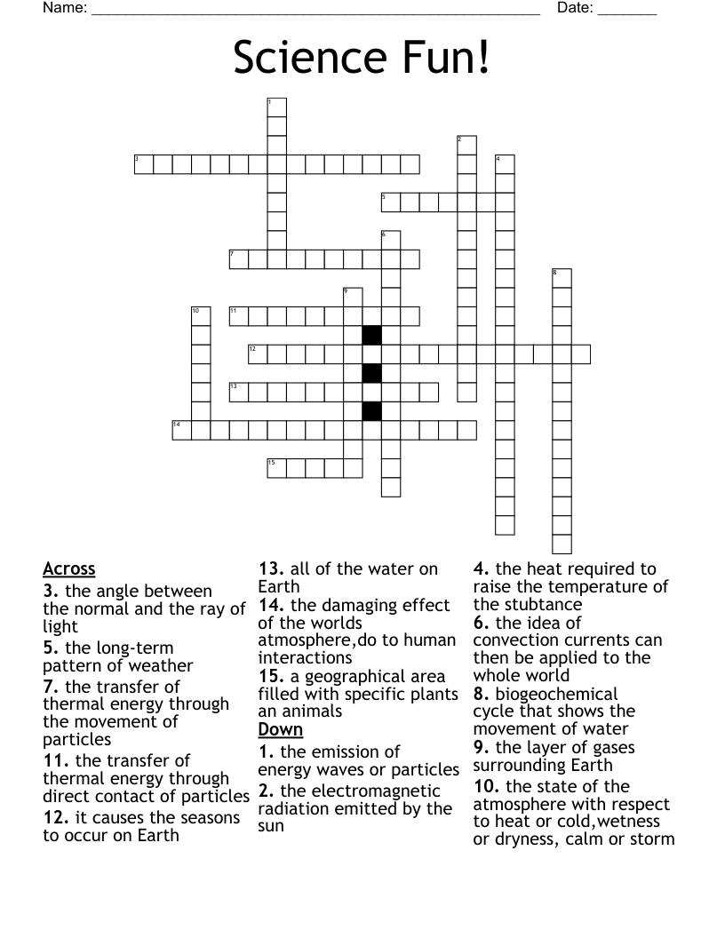 Science Fun! Crossword
