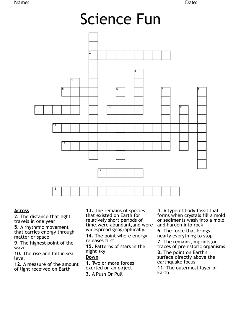 Science Fun  Crossword