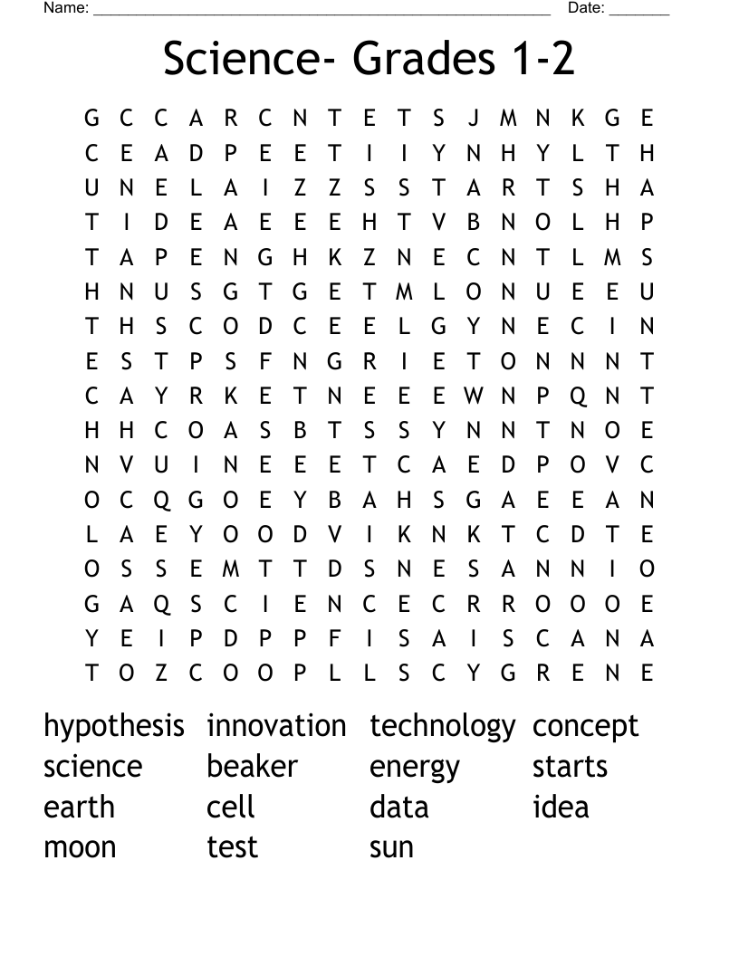Science- Grades 1-2 Word Search
