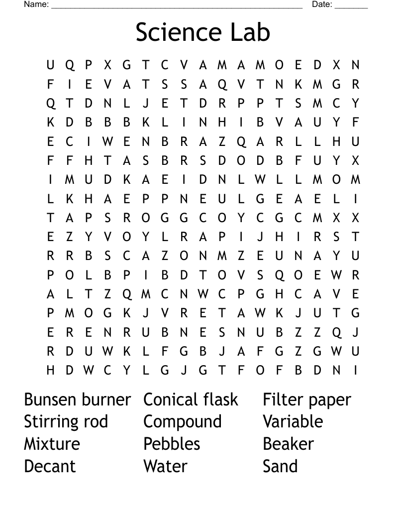 Science Lab Word Search