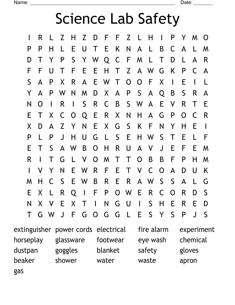 Science Lab Safety Word Search