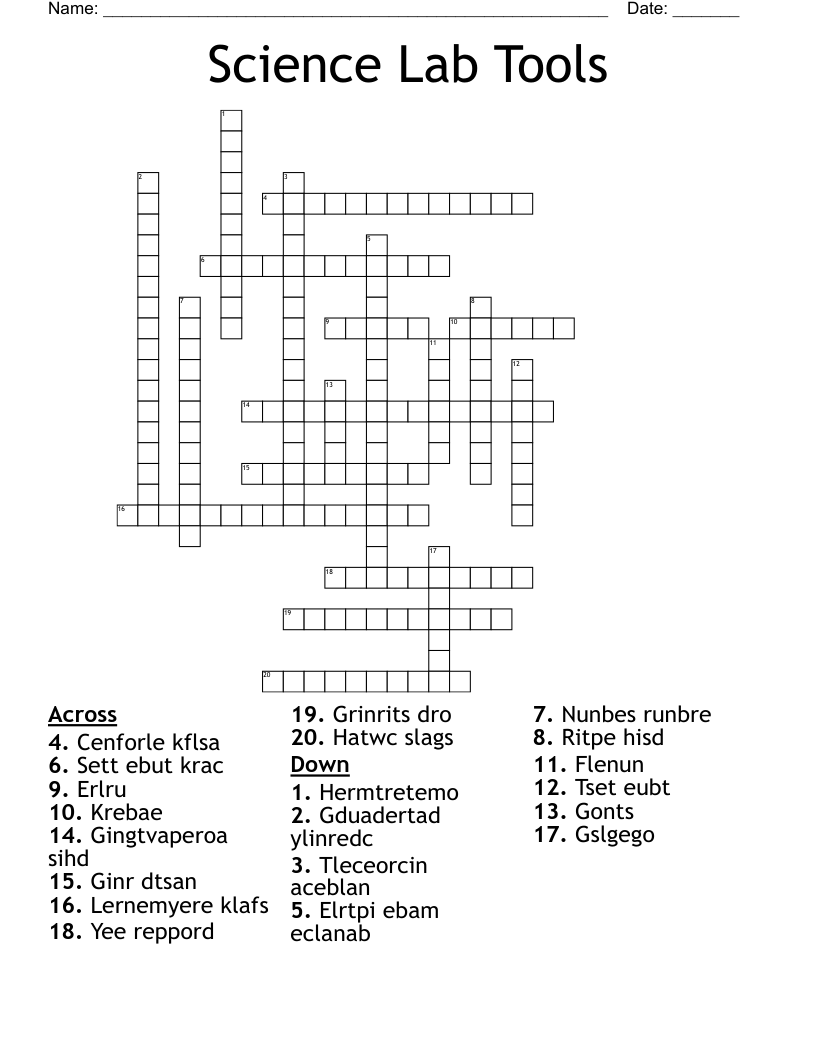 Science Lab Tools Crossword