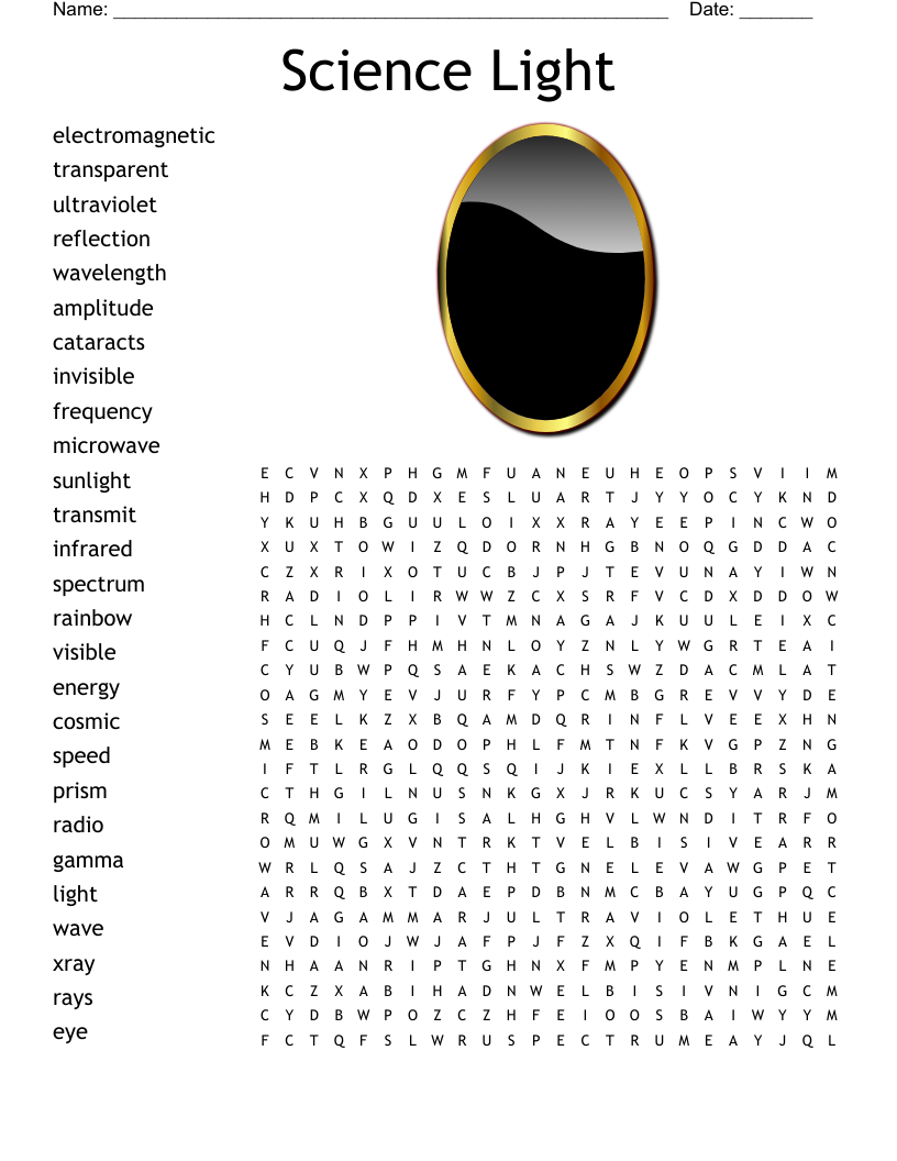 Science Light Word Search