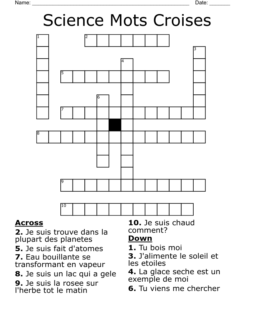 Science Mots Croises Crossword