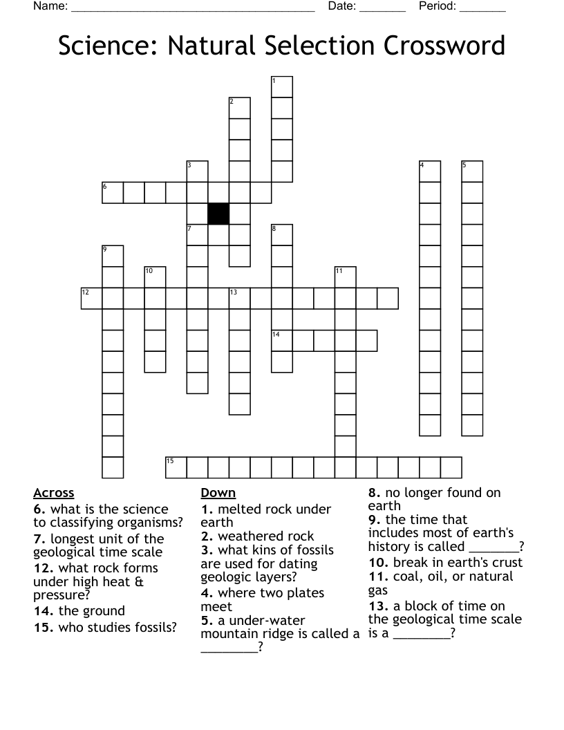 Science: Natural Selection Crossword