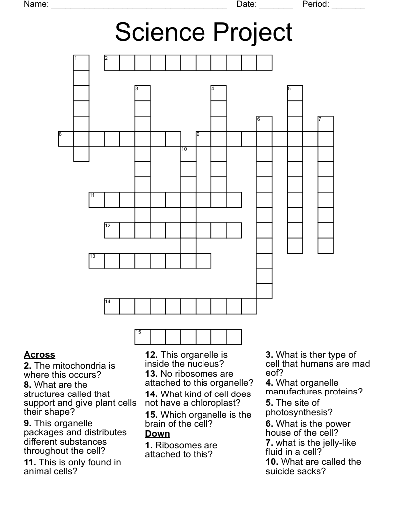 Science Project Crossword