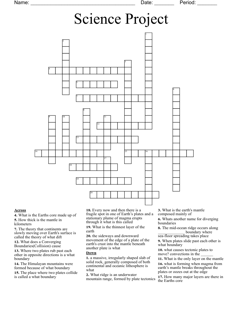 Science Project Crossword