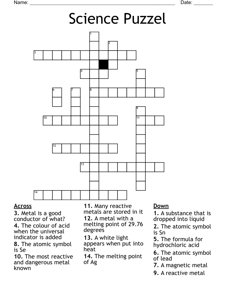 Science Puzzel  Crossword