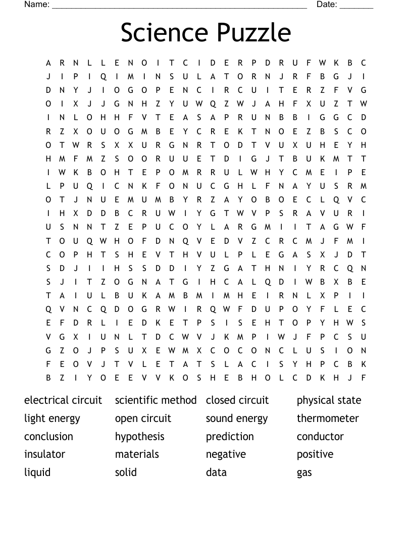 Science Puzzle Word Search