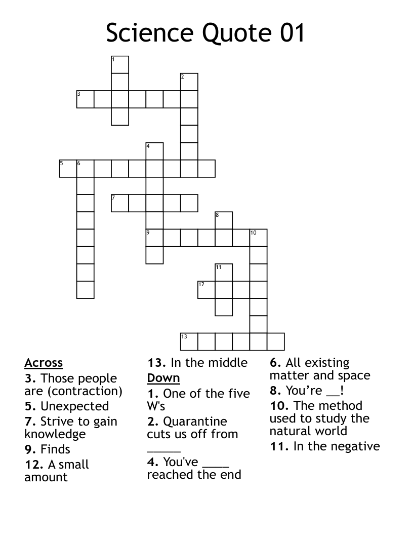 Science Quote 01 Crossword