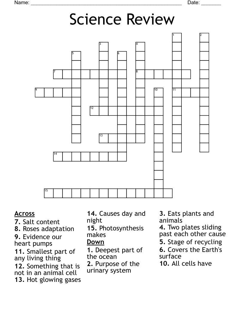 Science Review Crossword