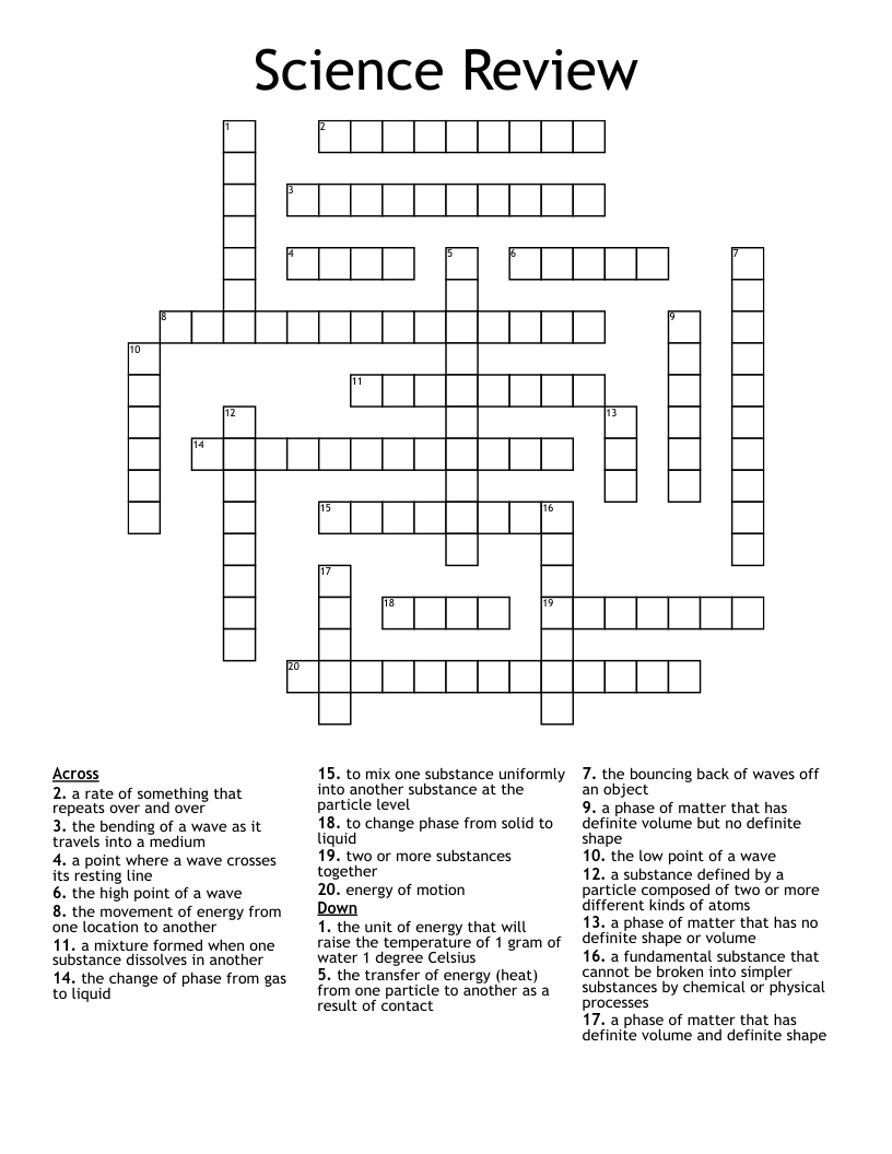 Science Review Crossword