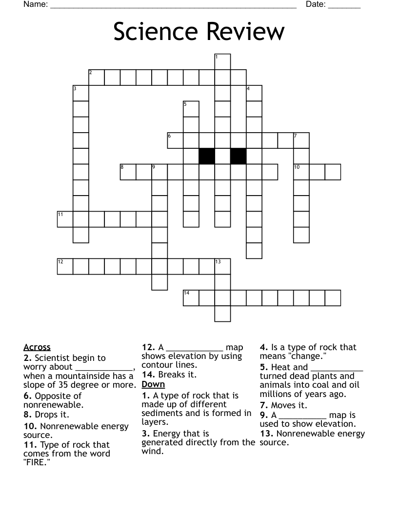 Science Review Crossword