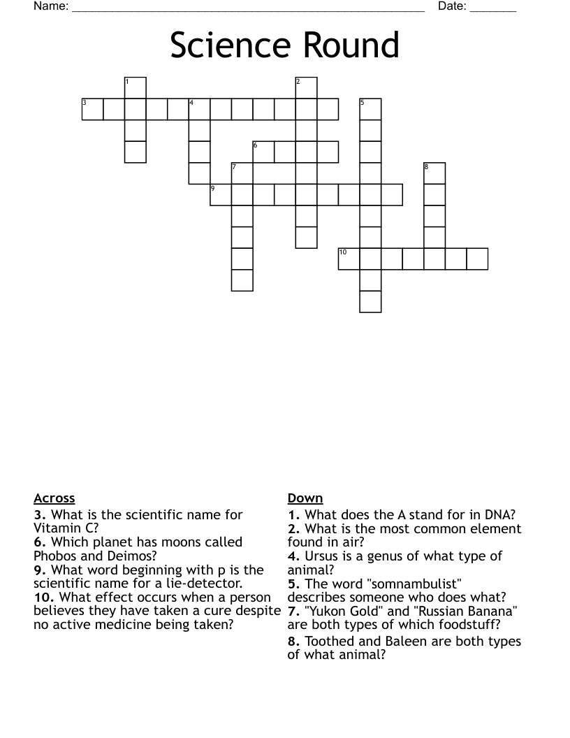 Science Round Crossword