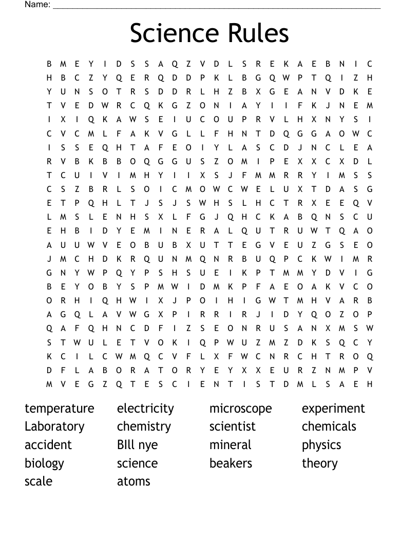 Science Rules Word Search