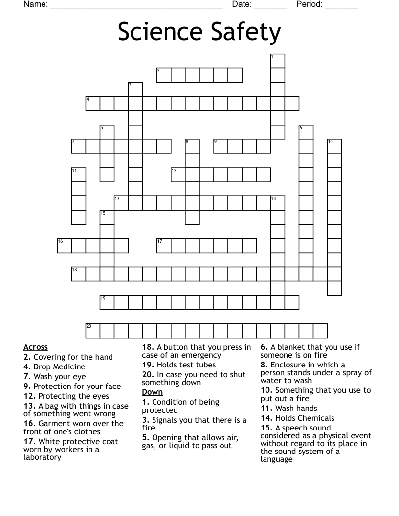 Science Safety Crossword