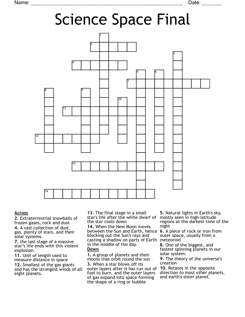 Science Space Final Crossword