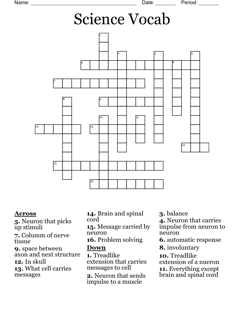 Science Vocab Crossword