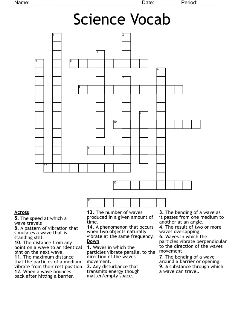 Science Vocab Crossword