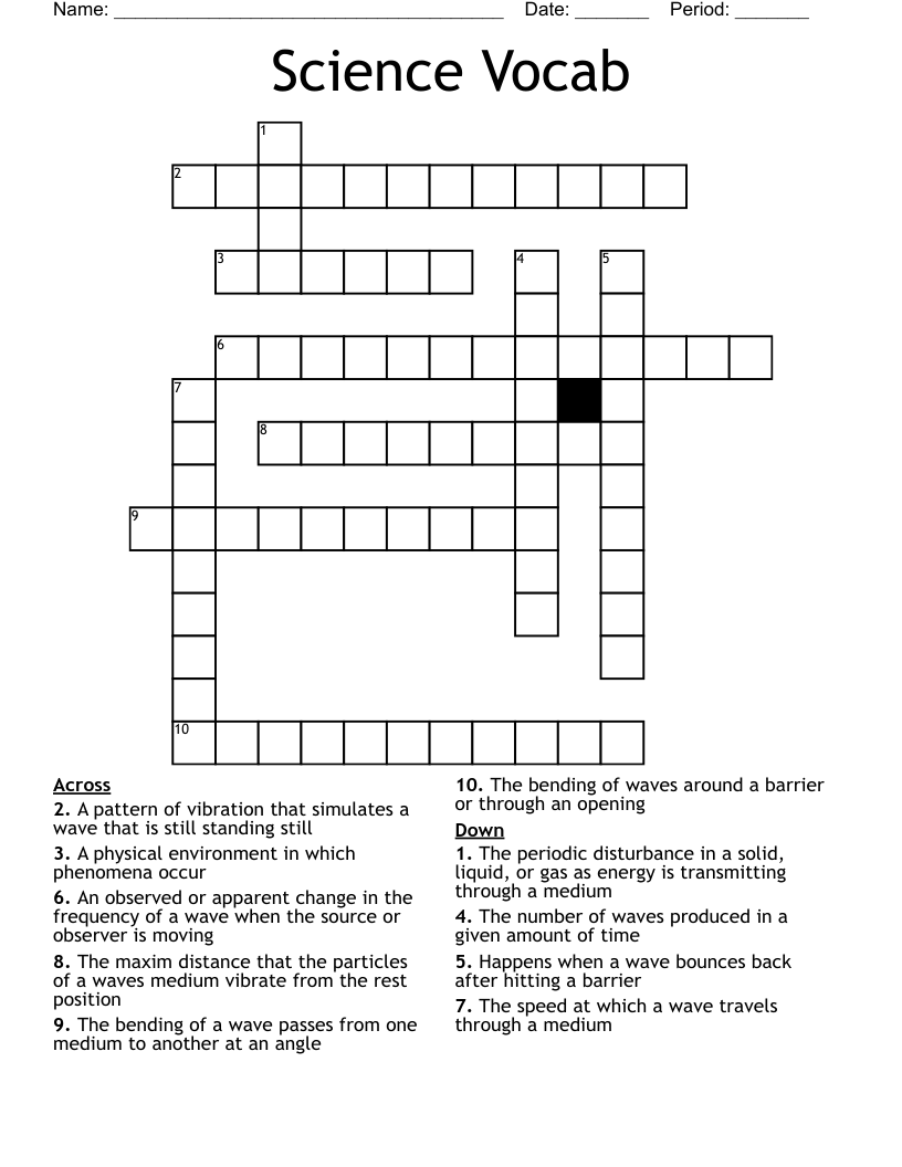 Science Vocab Crossword