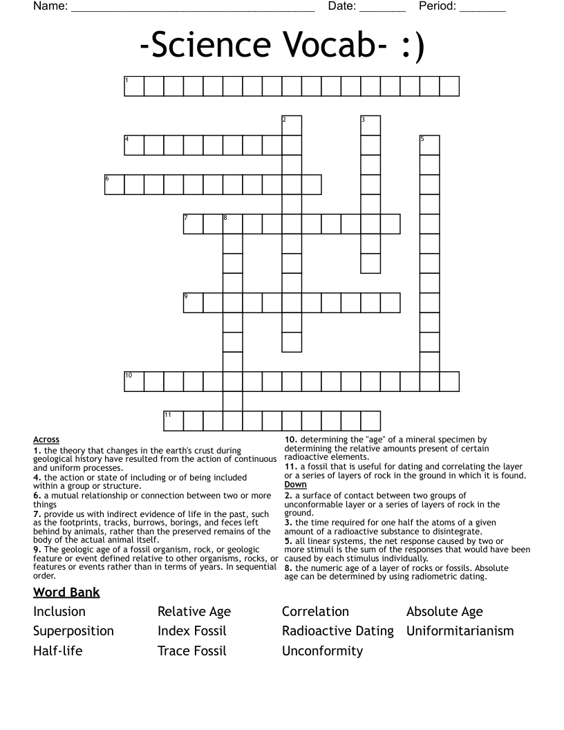 -Science Vocab- :) Crossword