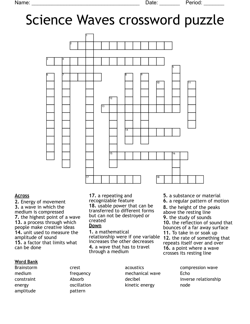 Science Waves crossword puzzle