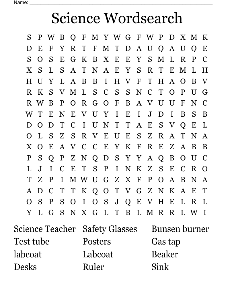 Science Wordsearch