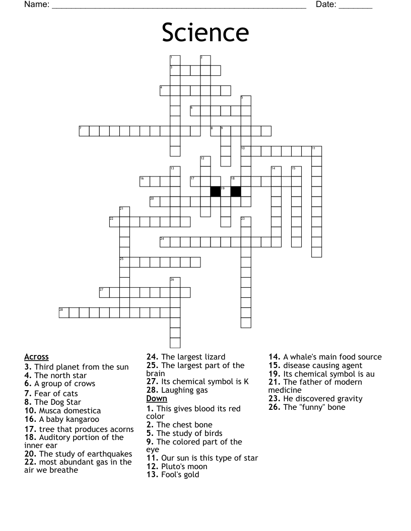 Science Crossword - WordMint