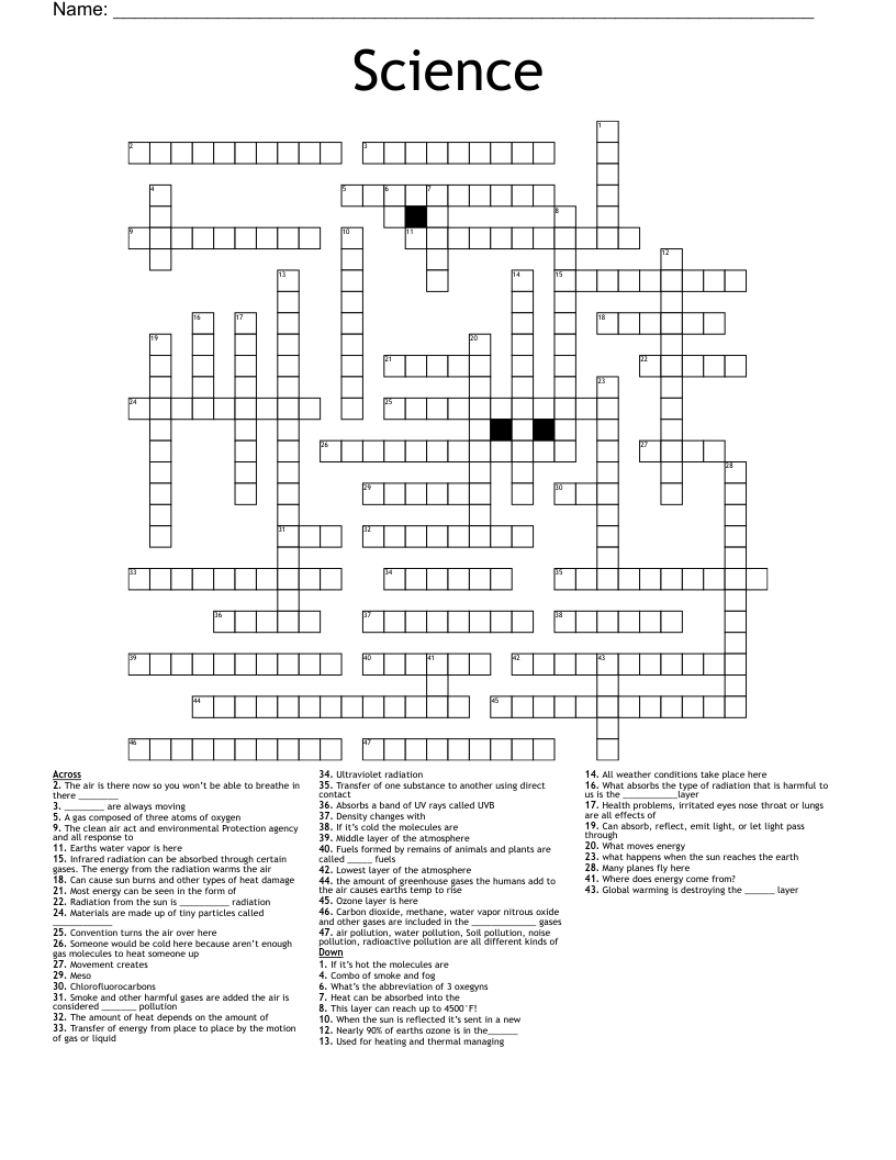 Science  Crossword