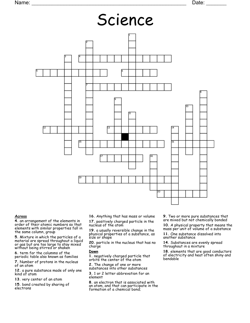 Science  Crossword