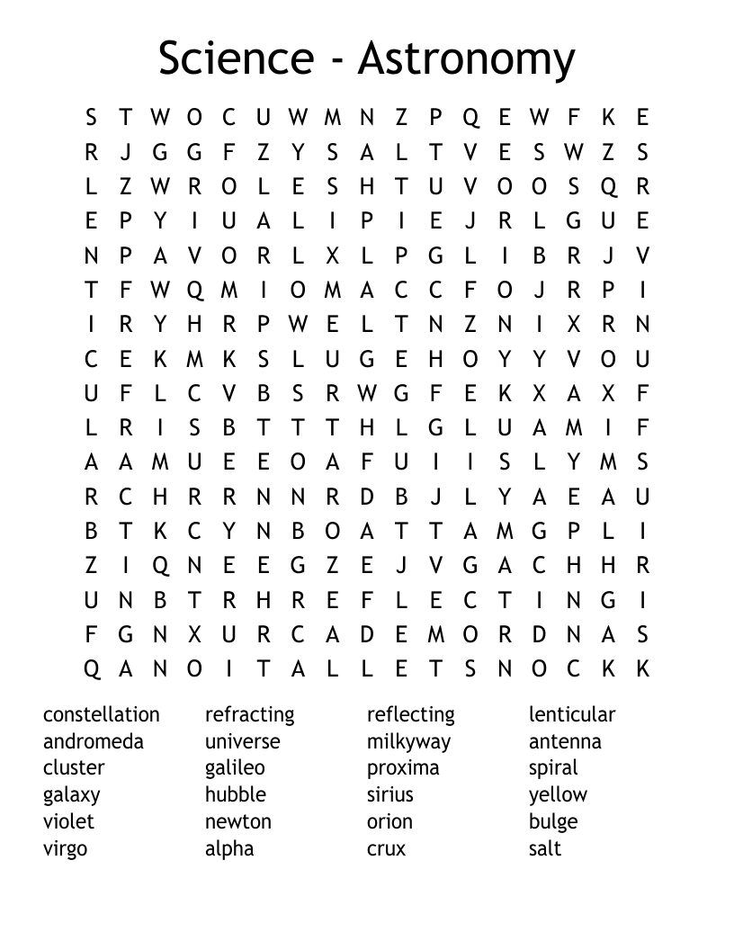 Science - Astronomy Word Search