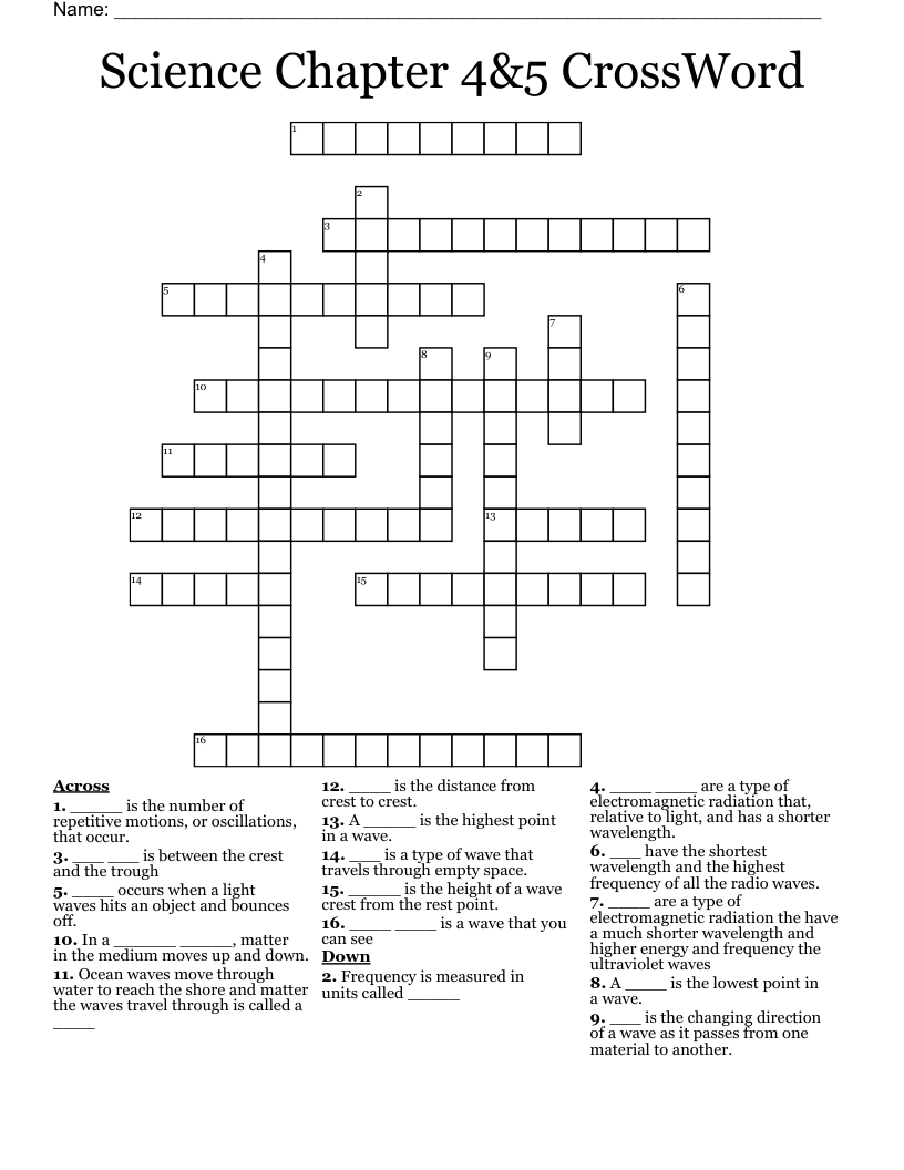 Science  Chapter 4&5 CrossWord