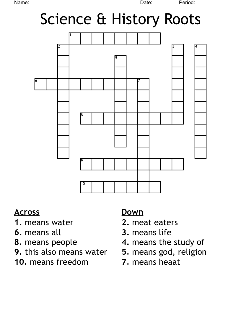 Science & History Roots Crossword