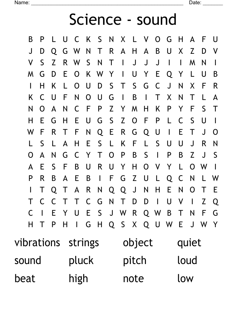 Science - sound Word Search