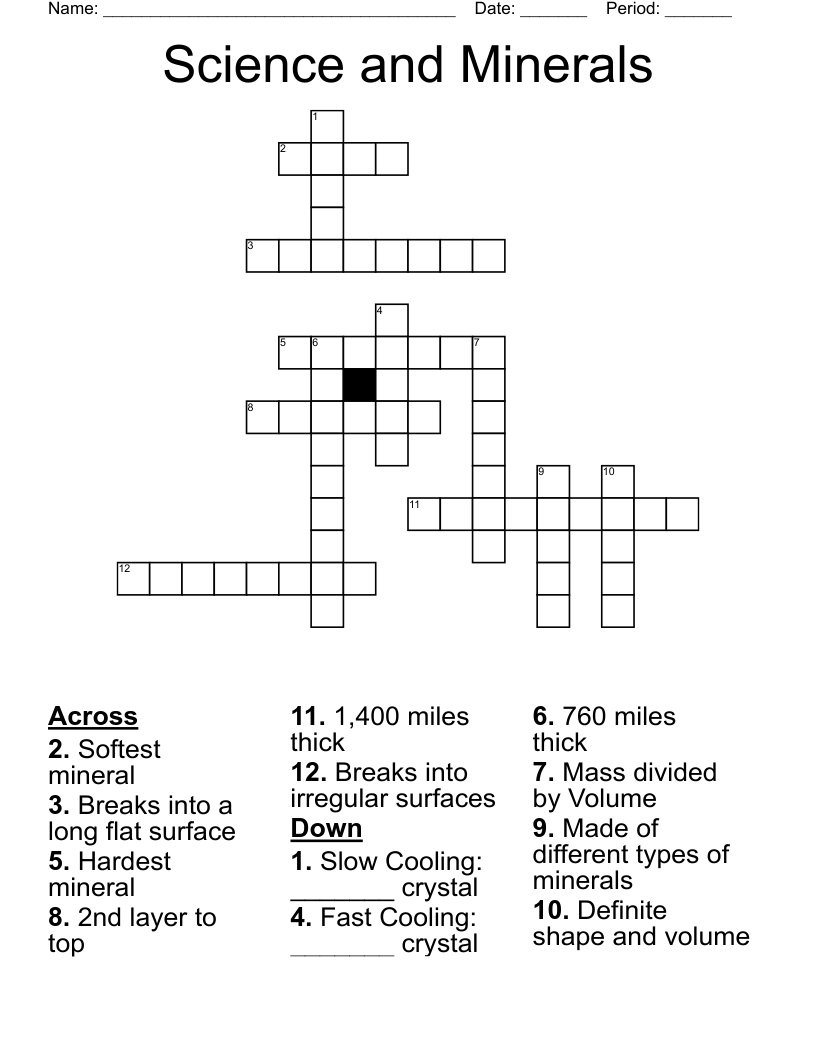 Science and Minerals Crossword