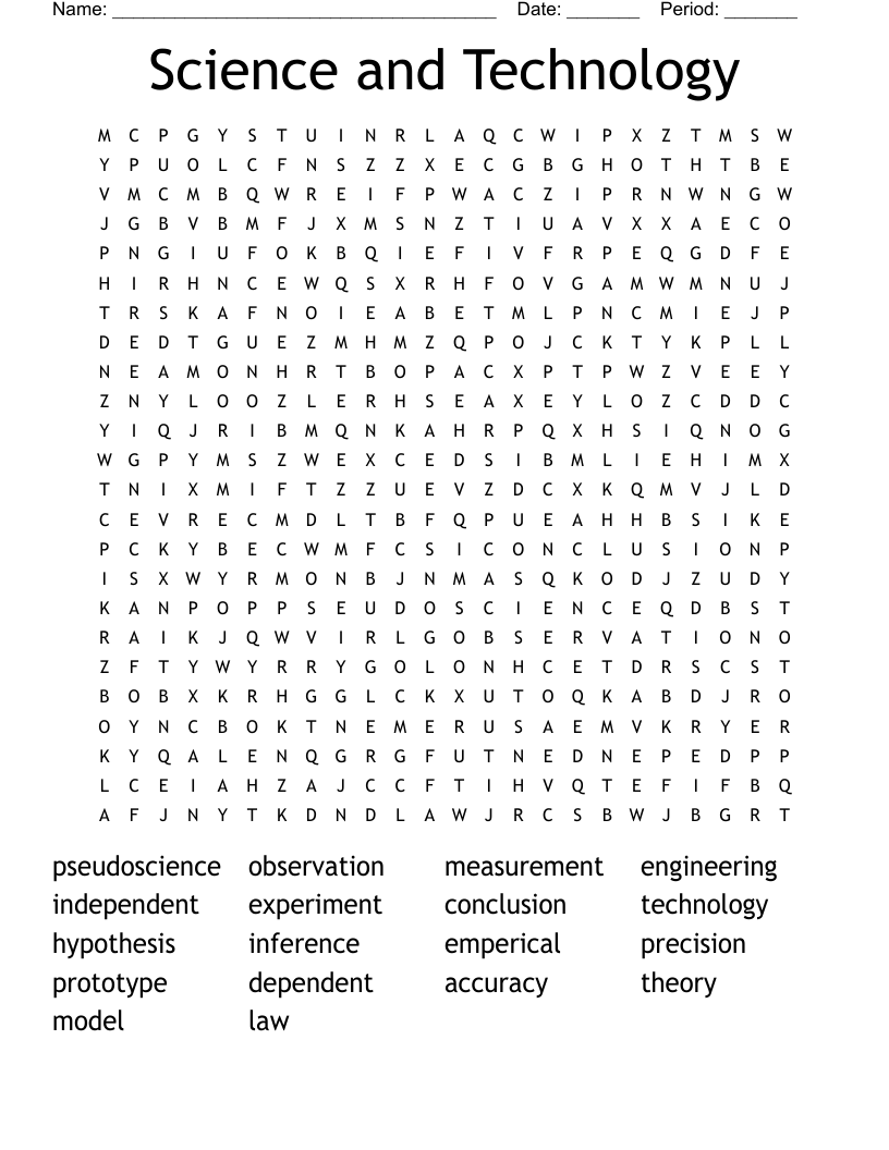 Science and Technology Word Search