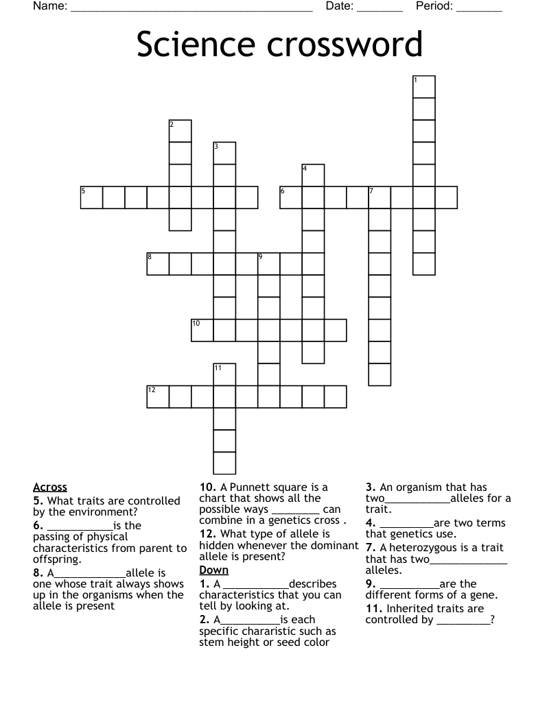Science crossword