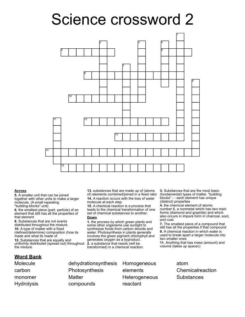 Science crossword 2