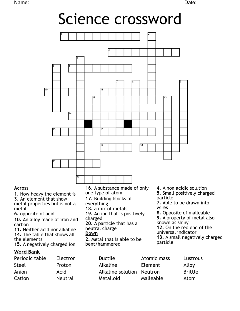 Science crossword