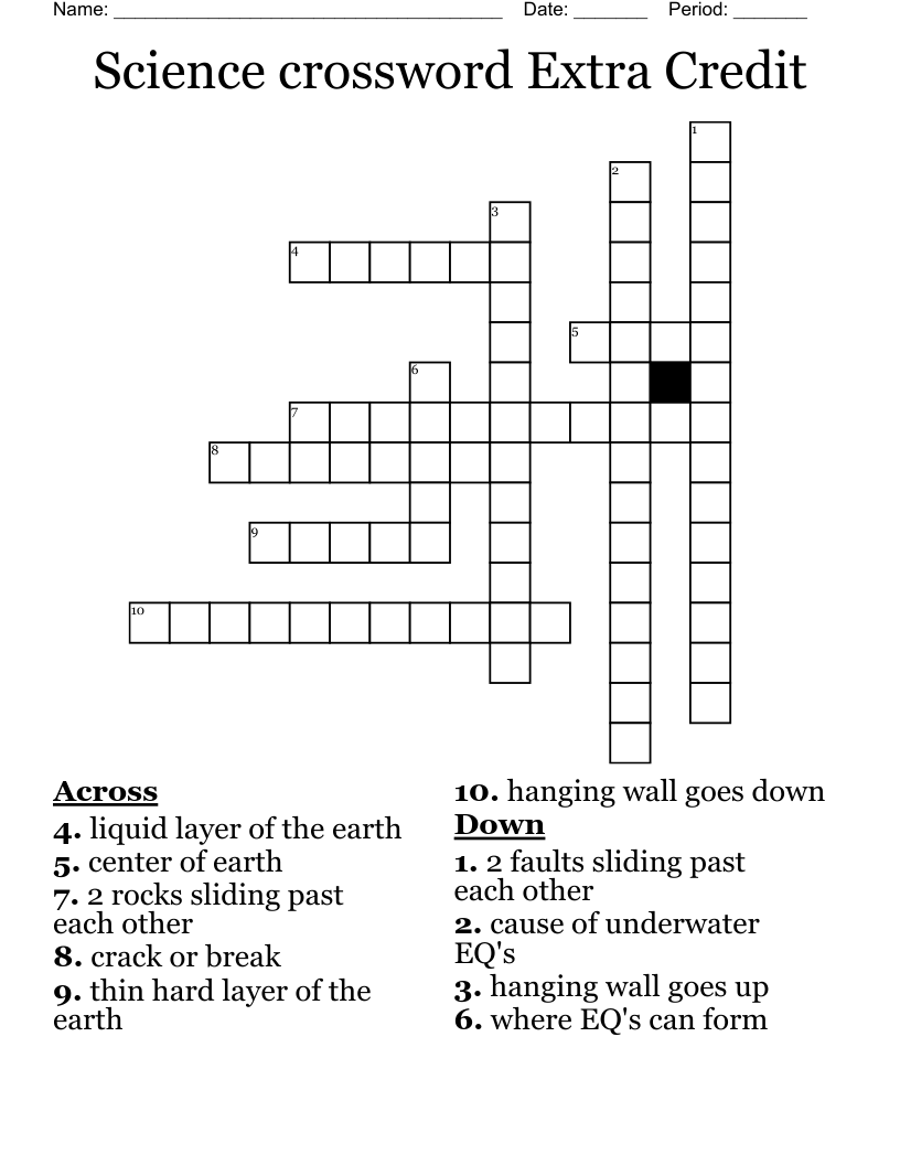 Science crossword Extra Credit