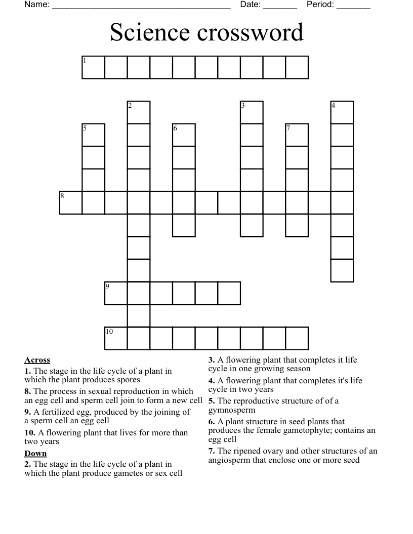 Science crossword 