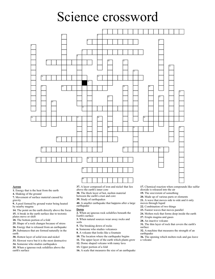 Science crossword 