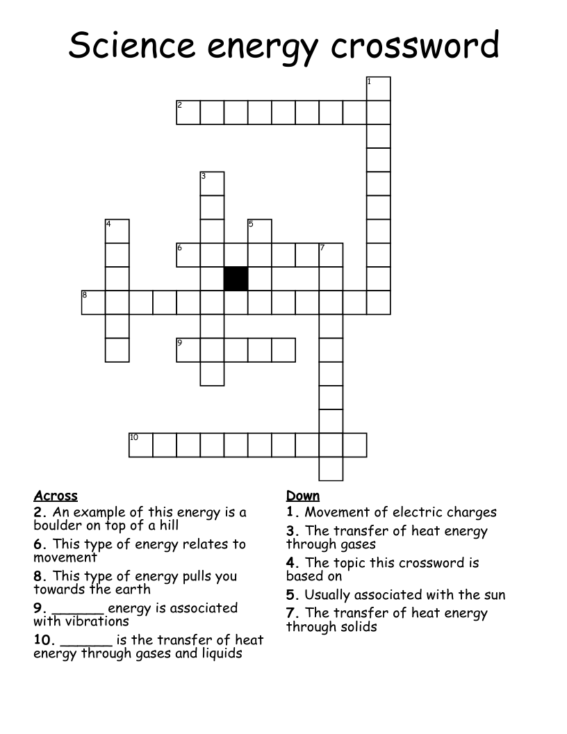 Science energy crossword