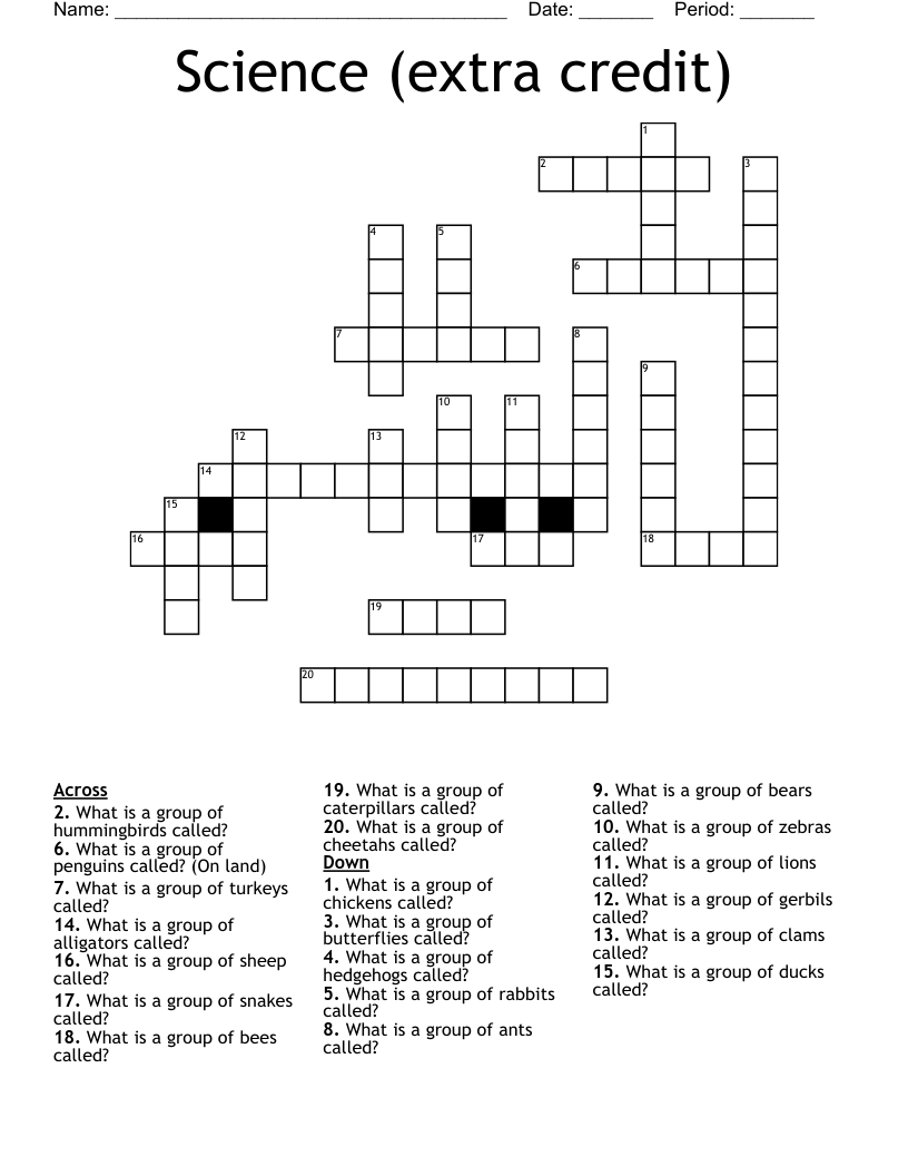 Science (extra credit)  Crossword