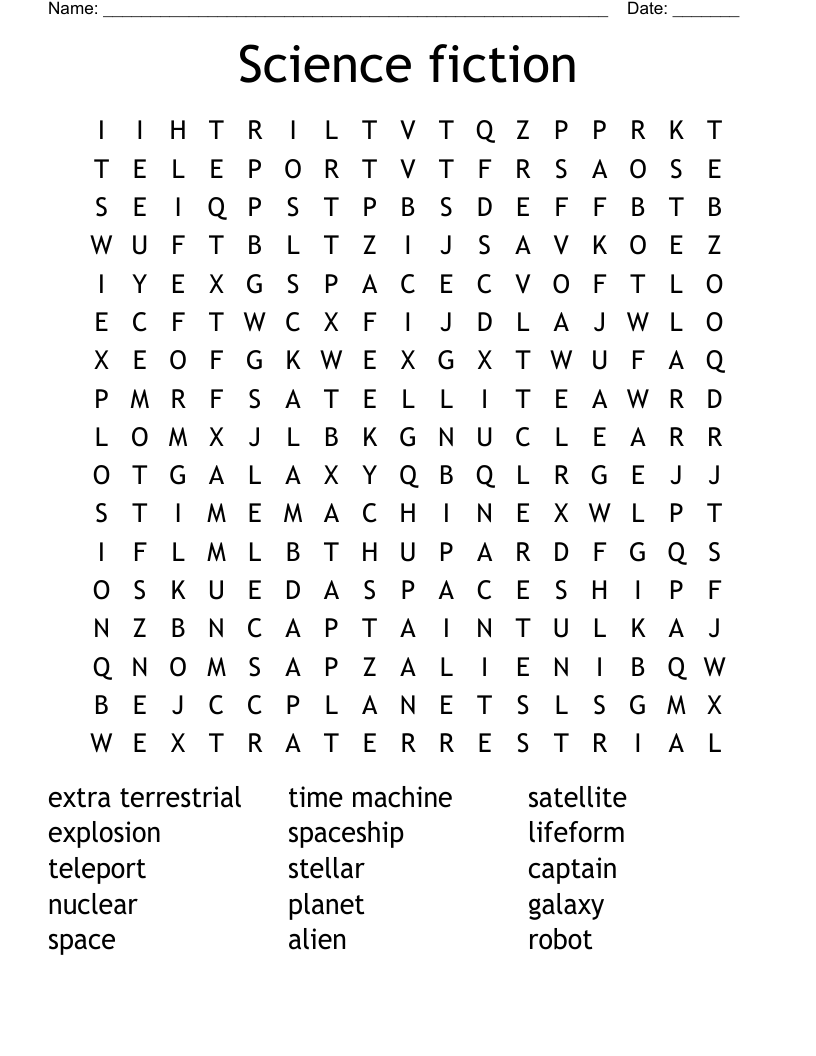 Science fiction Word Search