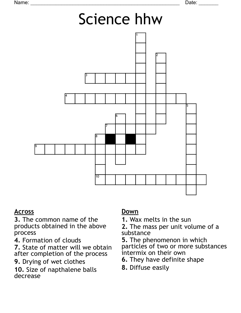 Science hhw Crossword