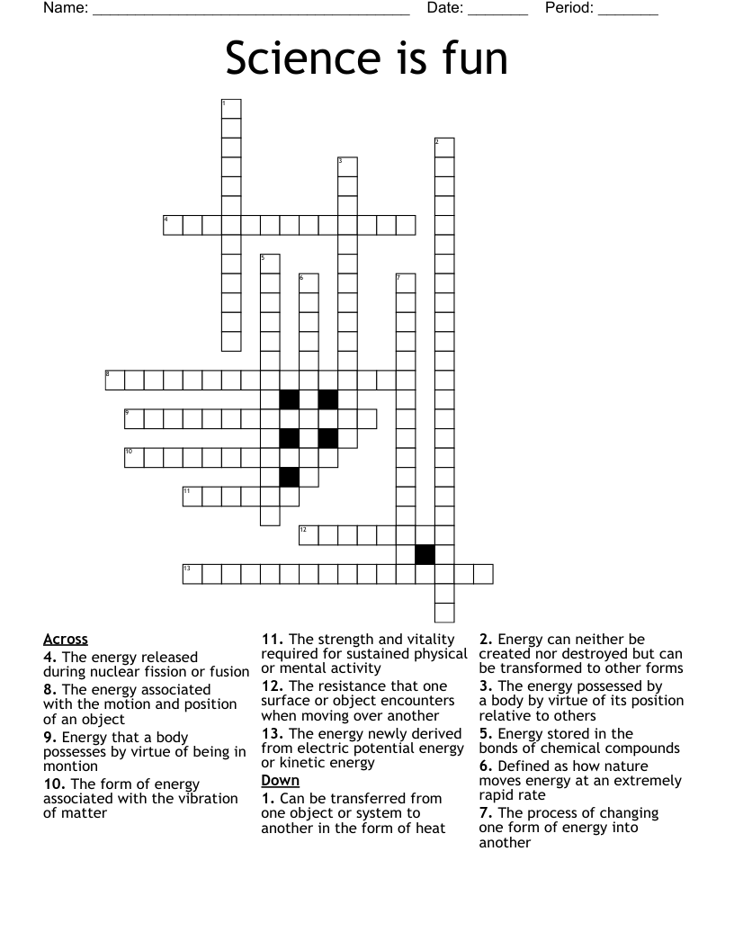 Science is fun Crossword