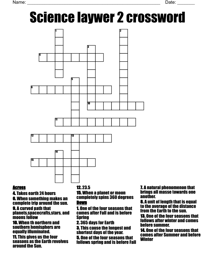 Science laywer 2 crossword