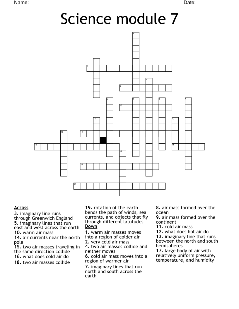Science module 7 Crossword