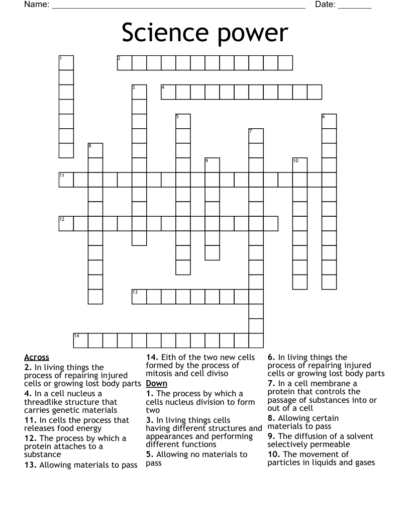 Science power  Crossword